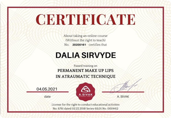 certificate dalia sirvyde cork